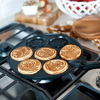 Poêle à Frire Multifonction Antiadhésive pour Gaufres et Mini Crêpes avec Fond Diamètre Motif Smiley Mignon, Compatible Plaques Électriques