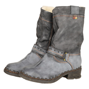 SHOELANDER-Plantilla de masaje negra para mujer, botas Retro de cuero largas con tacón, a la moda - Product Image 2