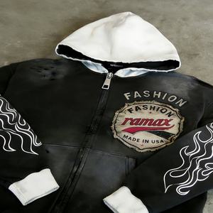 Sudaderas con Capucha de Alta Calidad Personalizadas con Estampado Gráfico DTG, Bordado, Apliques, Estilo Vintage, Lavado Ácido, con Cierre para Hombre - Product Image 2