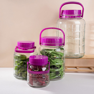 Bocaux en verre transparent multi-tailles avec couvercle et poignée pour la conservation des aliments, du vin et des cornichons, hermétiques, pour la cuisine domestique, vente en gros - Product Image 6