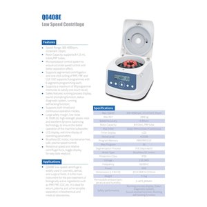 Centrífuga de Baja Velocidad XZ LAB Q0408E 300-4000 rpm 8x15mL para Uso en Laboratorio PRP PRF CGF - Product Image 1