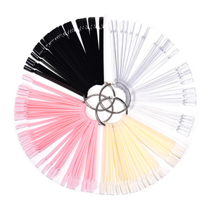 50 pièces d'échantillons d'ongles en forme d'éventail avec anneau métallique, transparents, pour nuancier de vernis gel naturel et outil de pratique pour la manucure en salon - Product Image 2