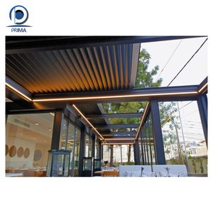 Pabellón de aluminio retráctil automático con techo solar y cenador enrollable y <span class=keywords><strong>cortinas</strong></span> de cenador <span class=keywords><strong>para</strong></span> patios - Product Image 2