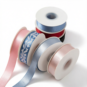 Rubans en satin 1-1/2 pouces, couleur unie, assortiment rose, bleu, rouge, noir, pour emballage cadeau, ruban décoratif artisanal, tissé double face - Product Image 1