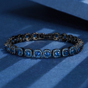 High Quality Fashion Jewelry Eco-friendly Copper Black Gold Plated 4MM Red Zircon Vintage Bangles for Retro Glamour - Product Image 4