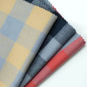 100% Cotton yarn dyed fabric woven brushed flannel fabrics plaid checke cloth for skirt dress