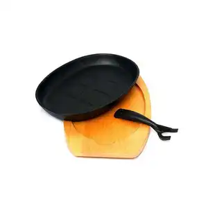 Non-stick Coating Cooking Surface Mini Cast Iron Steak Plate Sizzling Griddle Plate For Steaks