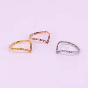 Professional Design Geometry Personality V Shape Customizable Rose Gold Female Ring