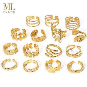 <span class=keywords><strong>Mylove</strong></span> Bague en acier inoxydable plaqué or 18 carats style moderne pour femmes Bagues de mode Bijoux en acier inoxydable pour femmes Vente en gros - Product Image 1