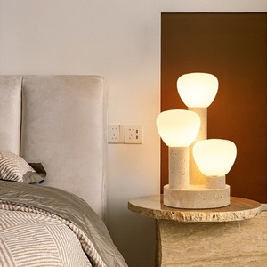 Lámpara de mesa de piedra amarilla E27 con control de interruptor LED, cuida la vista, para dormitorio, sala de estar, estudio, pasillo, mesita de noche - Product Image 3
