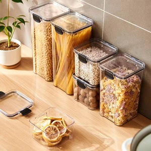 Lattine sigillate in plastica per cereali grossolani per uso alimentare scatola di immagazzinaggio per la conservazione della freschezza del frigorifero impilabile trasparente - Product Image 4