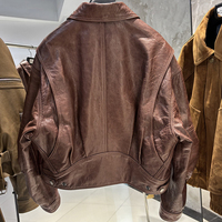 Veste courte en cuir véritable pour femme, style streetwear, automne