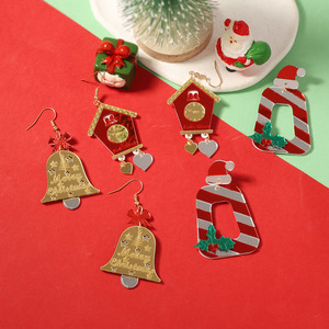 Pendientes Colgantes de Casa de Jengibre Navideña para Mujer, de Aleación con Esmalte y Cristal, Joyería de Fiesta, Estilo de Dibujos Animados Lindo, 11cm - Product Image 4