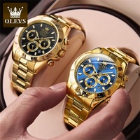 Montre Automatique Squelette OLEVS 6638 en Acier Inoxydable Doré Étanche avec Logo Personnalisé pour Homme