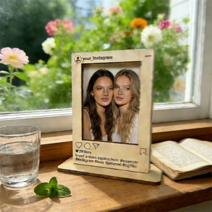 กรอบรูปไม้รูปทรงสี่เหลี่ยมผืนผ้าแบบกำหนดเอง เป็นมิตรกับสิ่งแวดล้อม สำหรับตกแต่งธีมอินสตาแกรม พร้อมคำอธิบายส่วนตัวและกรอบสลักลายพร้อมหูหิ้ว - Product Image 5