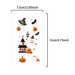 Halloween tatuajes temporales cara pegatina Halloween brillo calabaza bruja sombrero murciélago lindo dibujos animados impermeable <span class=keywords><strong>tatuaje</strong></span> para cara brazo - Product Image 2