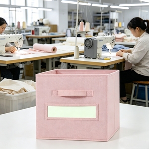 Boîte de rangement pliable en tissu non tissé, bac organisateur multicolore avec poignée et porte-étiquette pour la maison, le placard et la chambre - Product Image 4