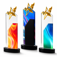 Trophée personnalisé en métal et cristal, récompense étoile dorée pour service, souvenir de réunion annuelle pour employé exceptionnel, vente en gros