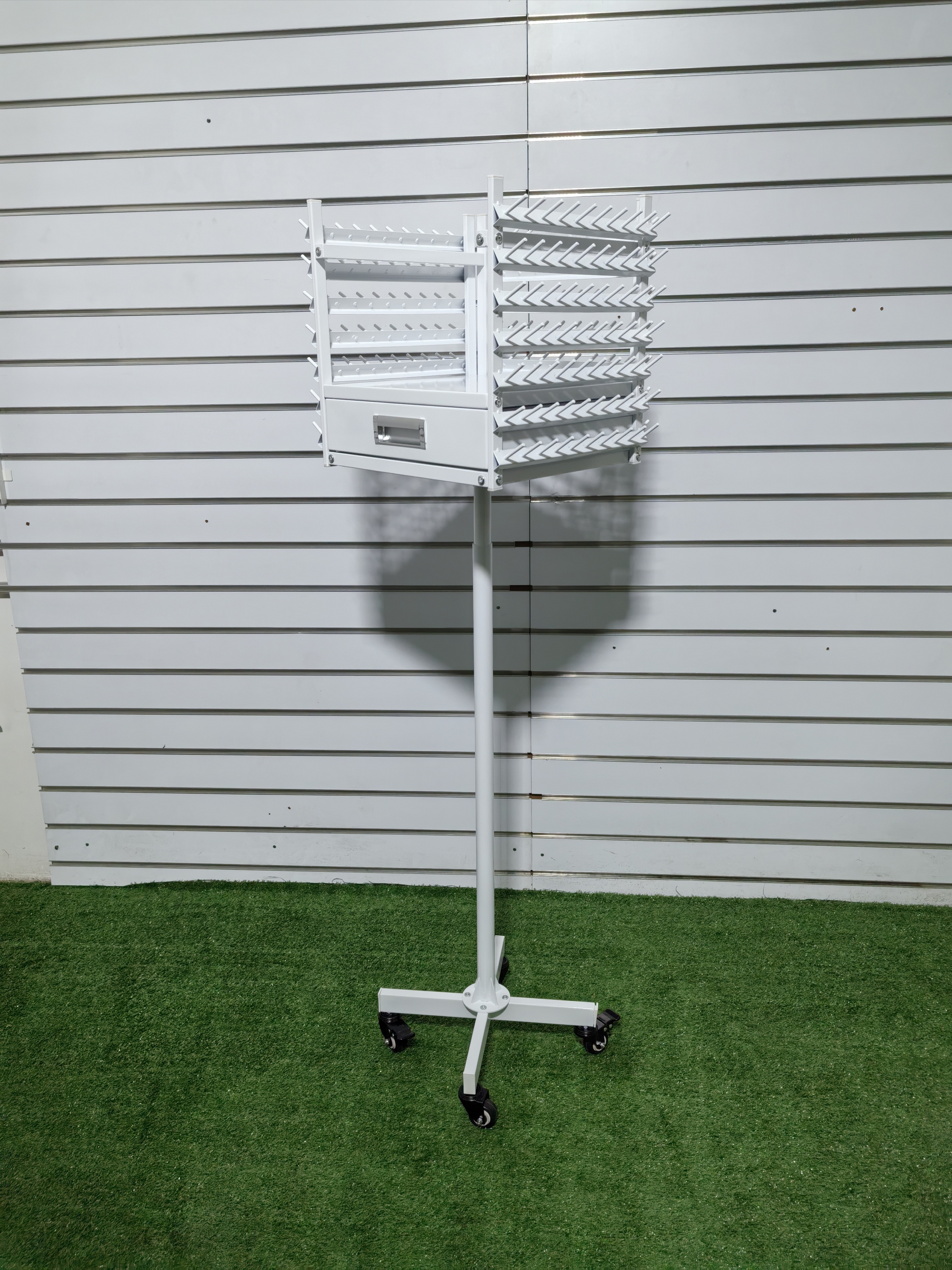 Hairpiece Display Rack Metal Floor Stand Display Rack with Hooks for Hairdressing Shop — view 3