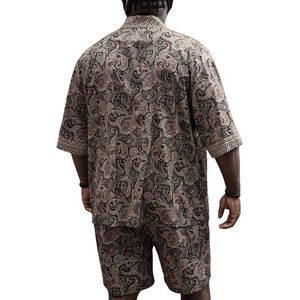 Conjunto de Kimono y Pantalones Cortos con Estampado Paisley para Hombre, Talla Grande, Transpirable, de Satén, Ideal para la Playa o para Descansar - Product Image 2