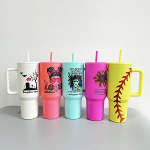 H3.0 Blank Sublimation Bright Matte <b>40oz</b> <b>Tumbler</b> Gym Sport Water Bottle Car Travel Coffee Mug <b>with</b> Straw - Product Image 2