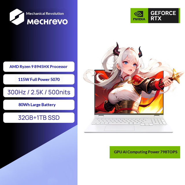 Factory Direct Wholesale: Mechanical Revolution Jiaolong 16 Pro 2025 16-inch AMD 16-Core DDR5 Gaming Laptop 32GB RTX 5070 300Hz