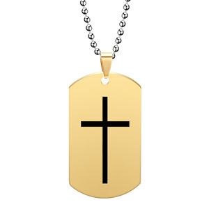 Stainless Steel Military Tag <b>Cross</b> Pendant 28mm For Women Necklace Gift - Product Image 1