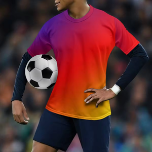 Kaus olahraga musim panas pria motif cetak sesuai permintaan grosir kaus sepak bola 2024 di Paris kualitas tinggi Dropshipping - Product Image 2