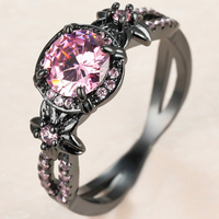 Cincin Zirkon Kubik Lapis Hitam Kuningan Berkilau Mewah Trendi Laris Manis untuk Wanita, Hadiah Perhiasan Pesta Pernikahan Pertunangan