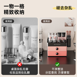 Organizador de cosméticos Uforu con cajones, caja de almacenamiento de maquillaje de plástico para el cuidado de la piel, lápiz labial, sombra de ojos, para usar en el tocador - Product Image 4