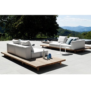 Ensemble de canapés modernes en bois de teck <span class=keywords><strong>Module</strong></span> de siège profond en forme de L pour jardin, hôtel, plage, villa, pour l'<span class=keywords><strong>extérieur</strong></span> - Product Image 3