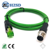 M12 connecteur 4pin D code à RJ45 connecteur Ethernet profinet câble CAT5e Ethernet Industriel