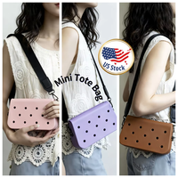 Tas jinjing Mini EVA trendi untuk wanita, tas tangan kecil lucu dengan hiasan gantung leher, dompet selempang berlubang tahan air untuk penggunaan sehari-hari