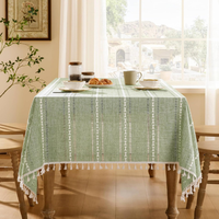 Nappe carrée en coton tissé brodé à pompons, moderne, jetable, personnalisable (couleur et taille), imperméable, directement du fabricant