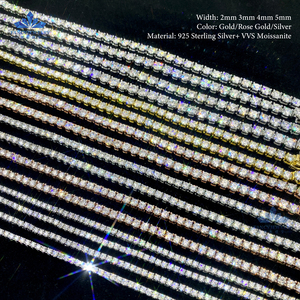 Joyería Hip Hop al por Mayor, Cadena de Tenis con Diamantes de Moissanita, Chapado en Rodio sobre Plata de Ley 925, Collar de Moissanita - Product Image 4