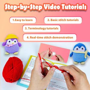 Tự Làm Làm Bằng Tay Crochet Kit Set Chim Cánh Cụt Handmade Crochet Túi Đồ Chơi Búp Bê Chất Liệu Gói Kit Hướng Dẫn Cho Người Mới Bắt Đầu Người Lớn Đan - Product Image 3