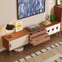 Meuble TV de luxe rétro au design moderne, console multimédia en bois massif, meuble TV minimaliste créatif pour salon, meubles de maison