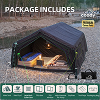 Tente pneumatique Coody 13.6 - Noire, 2 chambres, familiale, pliable, nouveau style, tente pneumatique portable