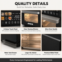 Four à vapeur et friteuse à air numérique grande capacité 12L 2200W avec fenêtre visible et 9 menus prédéfinis pour la cuisine domestique CE