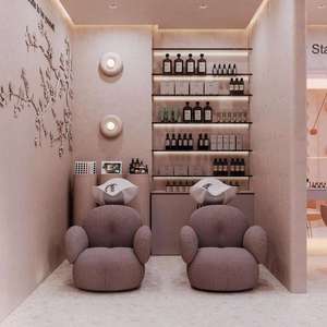 การออกแบบตกแต่งภายในร้านเสริมสวยสุดหรู |   เฟอร์นิเจอร์ร้านทำเล็บและทำผมวาบิซาบิ, ไมโครซีเมนต์ และโซลูชั่นตกแต่งร้านแบบครบวงจรพร้อมไฟ LED โค้ง - Product Image 3