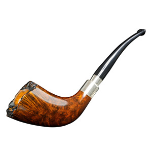 Muxiang Briar Wood Pipe Free Type With Silver Rings Tobacco Smoking Accessory - Product Image 5