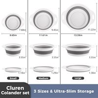 Ensemble de passoires pliables avec plateau d'égouttage surdimensionné |   Lot de 3 passoires de cuisine pliables + support |   Gain de place pour les pâtes