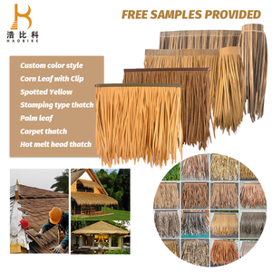 Hot bán nhựa Nhân Tạo Hoa Trần tự nhiên thatch lợp nhân tạo tổng hợp PVC cỏ cọ nhân tạo thatch mái - Product Image 3