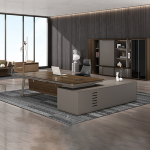 Lüks l-şekilli Modern yönetici masası yeni tasarım ceo'su patron yöneticisi ofis mobilyaları ile uzatılabilir özellik çalışma masası - Product Image 1