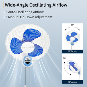 Ventilador de Pared de 16 Pulgadas, Eficiencia Energética Mecánica, Funcionamiento Silencioso, Función Oscilante, para Hogar, Oficina, Hotel - Product Image 2