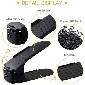 Adjustable Foldable Double Layer PP Dustproof Fashionable <b>Shoe</b> Support <b>Rack</b> Slots Organizer for Living Room Wardrobe Bathroom - Product Image 3