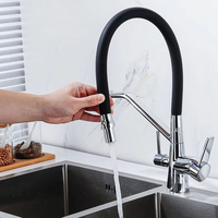 Robinet de cuisine moderne de luxe en laiton massif avec douchette extractible, mitigeur chaud/froid pour projets d'appartements