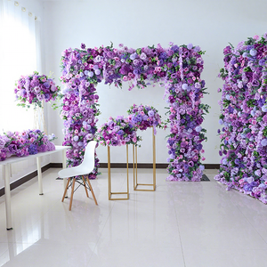 Panneau de fond floral violet lavande L05, rideau enroulable, tapis mural de fleurs artificielles en soie rose lilas pour décoration de mariage - Product Image 1