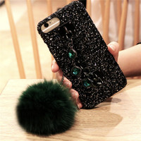 Étui de téléphone pour iPhone 11 Pro Max XSMAX XR 6 7 8 Plus avec chaîne de bracelet en diamant brillant de luxe, coque en fourrure