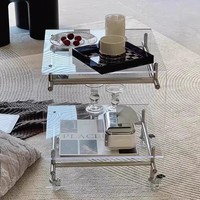 Table basse mini en acrylique style nordique, console d'entrée de style mid-century, chariot roulant, table d'appoint de luxe légère et mobile, table d'appoint de canapé haut de gamme